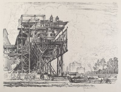 Kaasutehdas kanavasta, Berliini, 1921. tekijältä Joseph Pennell