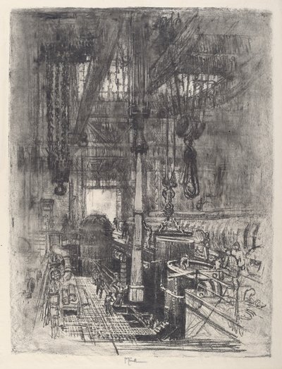 Gun Pit, nro II, 1917. tekijältä Joseph Pennell