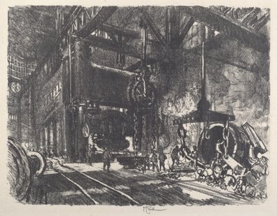 Brobdingnagin maalla, Armor Plate Bending Press, 1917. tekijältä Joseph Pennell