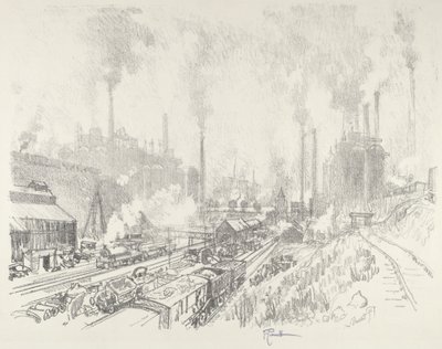 Raudan ja teräksen maassa, 1916. tekijältä Joseph Pennell