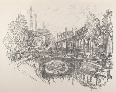 Landwehrin kanava, Berliini, 1921. tekijältä Joseph Pennell