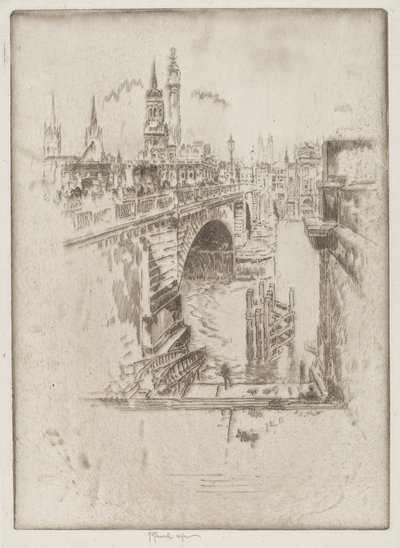 London Bridgen portaat tekijältä Joseph Pennell