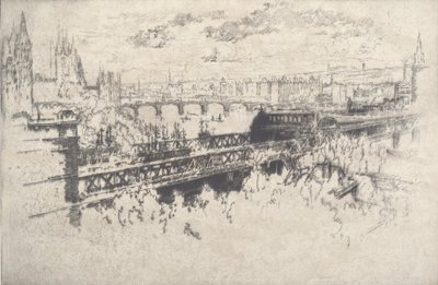 Londres sobre el pont de Charing Cross, 1910. finlandès tekijältä Joseph Pennell