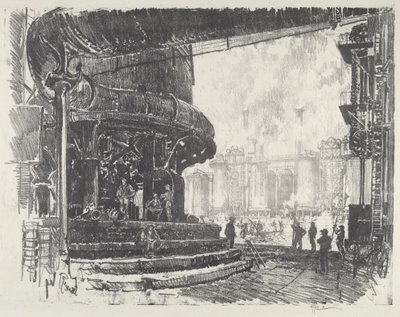 Harkkoraudan valmistus, 1916. tekijältä Joseph Pennell