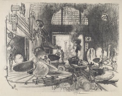 Potkurin lapojen valmistus, 1917. tekijältä Joseph Pennell