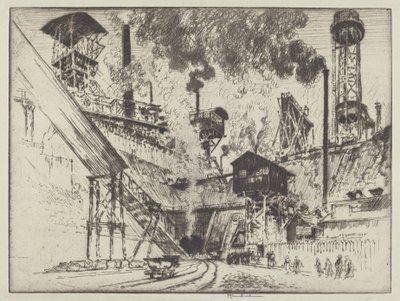 Kaivoksen suu, Ruhrort lähellä Oberhausenia tekijältä Joseph Pennell