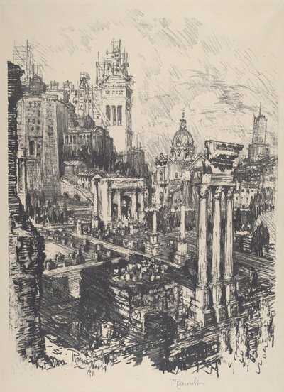 Vanha ja Uusi Rooma, Victor Emanuel -monumentti, 1911. tekijältä Joseph Pennell
