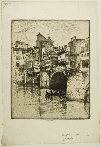 Ponte Vecchio, Firenze tekijältä Joseph Pennell