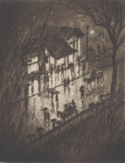 Rainy Night, Charing Cross Shops, 1903. tekijältä Joseph Pennell
