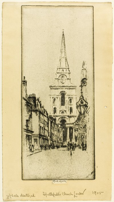 Spitalfieldsin kirkko tekijältä Joseph Pennell