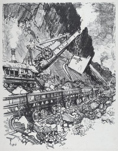 Steam Shovel in the Cut Bas Obispossa tekijältä Joseph Pennell