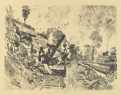 Steam Shovel in the Cut Bas Obispossa tekijältä Joseph Pennell