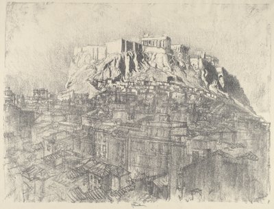 Auringonnousu Akropoliin yllä, 1913. tekijältä Joseph Pennell