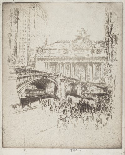 Lähestymistapa Grand Centraliin, New York tekijältä Joseph Pennell