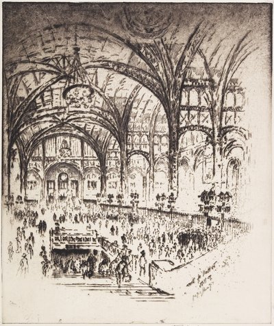 The Hall of Iron, Pennsylvania Station, New York, 1919 tekijältä Joseph Pennell