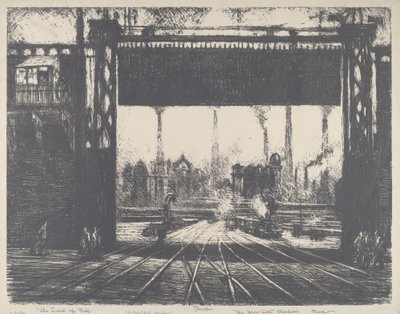 Rautaportti, Charleroi, 1911. tekijältä Joseph Pennell