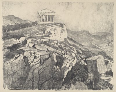 Concordin temppeli seinällä, Girgenti, 1913. tekijältä Joseph Pennell