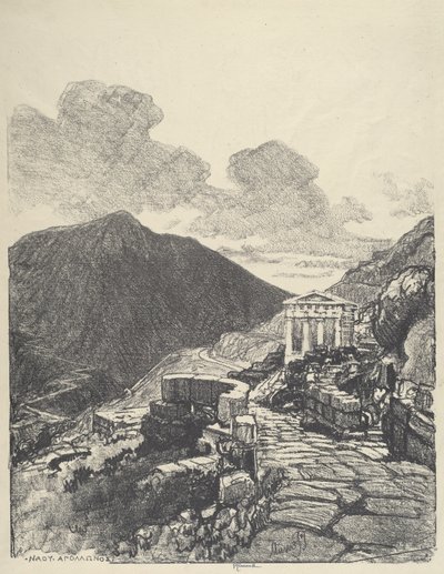 Ateenan valtiovarainministeriö, Delphi, 1913. tekijältä Joseph Pennell
