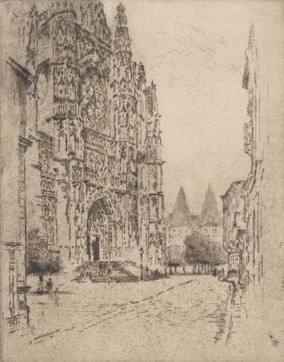Piispan palatsin tornit, Beauvais, 1907. tekijältä Joseph Pennell