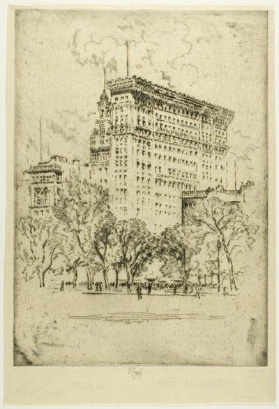 Union Square ja Bank of Metropolis tekijältä Joseph Pennell