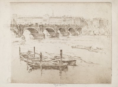 Waterloo Bridge ja Somerset House tekijältä Joseph Pennell