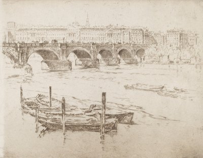 Waterloon silta ja Somerset House, 1905. tekijältä Joseph Pennell