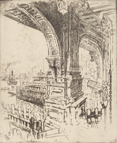 Ferryn sisällä, Cortlandt Street, New York, 1919. tekijältä Joseph Pennell