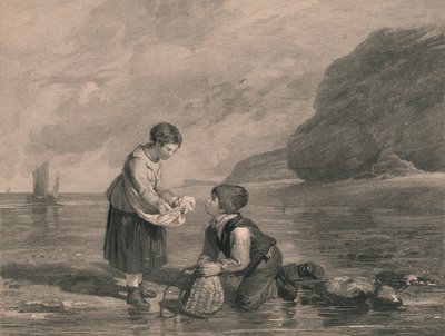 "Young Shrimp Catchers", 1800-luvun alku. tekijältä Joseph Phelps