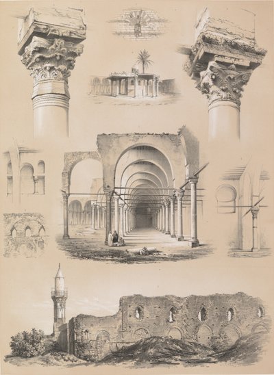 Yksityiskohdat, Amroun moskeija, Kairo, 1843. tekijältä Joseph Philibert Girault De Prangey