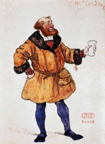 Branderin hahmon puku Hector Berliozin teoksessa Faustin kadotus, luonnos Joseph Porphyre Pinchon (1871-1953). tekijältä Joseph Porphyre Pinchon