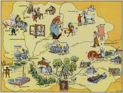 Maine-Anjou-Touraine (värilitro) tekijältä Joseph Porphyre Pinchon