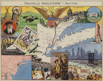 Uusi Englanti, New York (värilitro) tekijältä Joseph Porphyre Pinchon