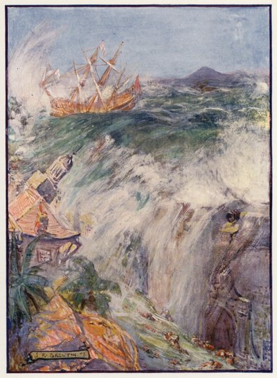 Port Royalin tuhoaminen, Jamaika tekijältä Joseph Ratcliffe (after) Skelton