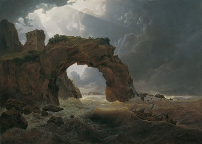 Merimyrsky Arco di Misenossa lähellä Miliscolaa näköalalla kohti Nisidaa tekijältä Joseph Rebell