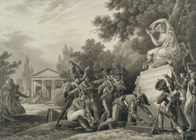 Sotilaat kunnioittavat Isabelle Czartoryskiä (1746-1835) (sivellin ja muste paperille) tekijältä Joseph Richter
