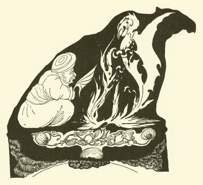 Djinn, joka aloitti taikuuden, joka toi humfin kameliin (kaiverrus) tekijältä Joseph Rudyard (after) Kipling
