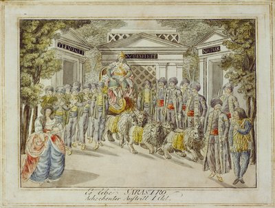 Sarastro saapuu vaunuillaan ... (kaiverrus) tekijältä Joseph Schaffer