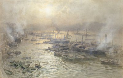 Winter Sunset, Westminster, 1902 (wc paperilla) tekijältä Joseph Severn