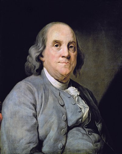 Benjamin Franklinin muotokuva (väri litho) tekijältä Joseph Siffred (after) Duplessis