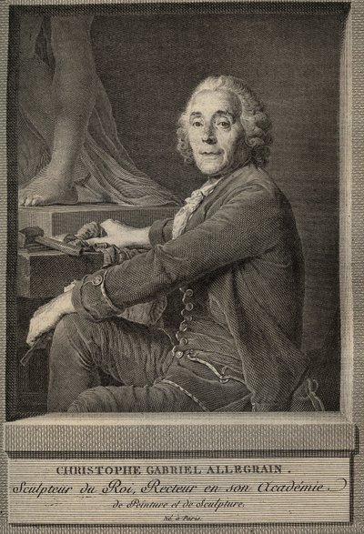 Muotokuva Christophe-Gabrielista (Christophe Gabriel) Allegrainista (1710-1795) ranskalaisesta kuvanveistäjästä - kaiverrus Joseph-Siffrein Duplessisin maalauksen jälkeen tekijältä Joseph Siffred (after) Duplessis