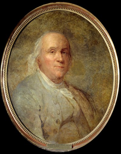 Benjamin Franklinin (1706-1790) muotokuva (öljy kankaalle) tekijältä Joseph Siffred Duplessis