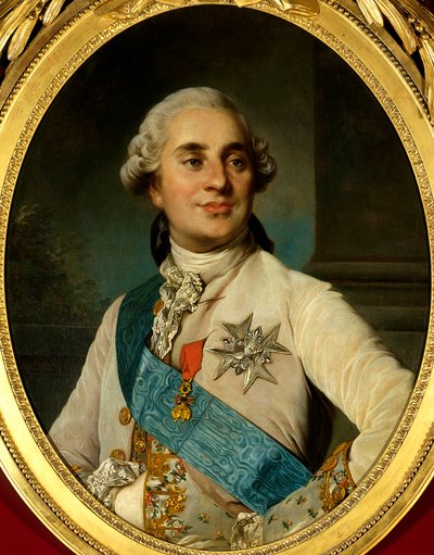 Ludvig XVI:n (1754 - 1793), Ranskan kuninkaan muotokuva. Joseph Siffred Duplessisin (1725-1802) maalaus (Joseph-Siffred, Joseph Siffrede, Joseph-Siffrede, Joseph Siffrein, Joseph-Siffrein) tekijältä Joseph Siffred Duplessis