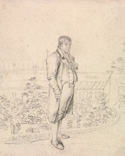 Luonnos Sir Walter Scottista puutarhassa tekijältä Joseph Slater
