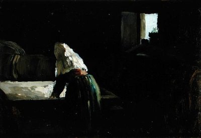 Nainen pesemässä (öljy paneelissa) tekijältä Joseph Stella