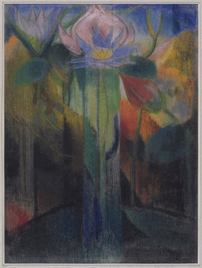 Jungle Foliage, n. 1918-1919 (pastelli sideharsolla päällystetylle paperille) tekijältä Joseph Stella