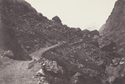 Saint-Sauveur. Sentier du chaos conduisant à Gavarnie (Saint-Sauveur. Gavarnieen johtava kaaoksen polku),1853 (kuva). tekijältä Joseph Vigier