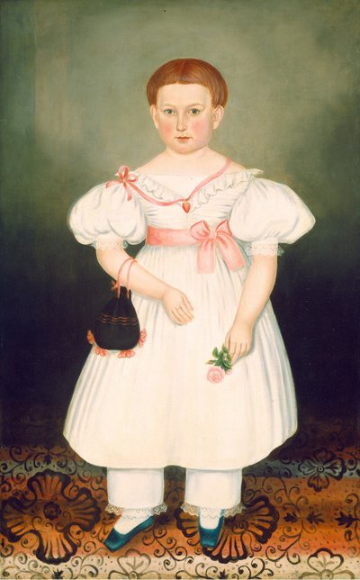 Tyttö, jolla on ristikko ja ruusu, c. 1840. tekijältä Joseph Whiting Stock