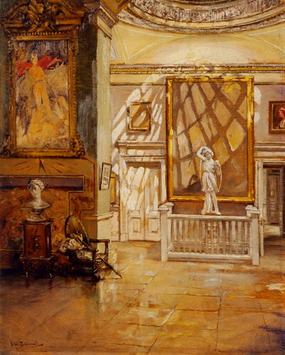 Pohjoinen anttuhuone Green Velvet Roomista, Chiswick House (öljy kankaalle) (öljy kankaalle) tekijältä Joseph Williams Topham Vinall