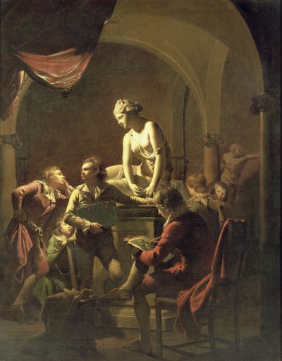 An Academy by Lamplight, n. 1768-1769 (öljy kankaalle) tekijältä Joseph Wright of Derby