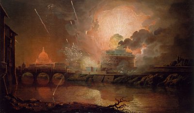 Ilotulitus Castel Sant Angelossa, 1774-1778. tekijältä Joseph Wright of Derby